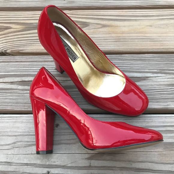 Steve Madden Shoes - Steve Madden Women Heel Shoe Red Pump Myra Leather
